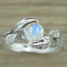 Leaf moonstone Gold ring, engagement ring