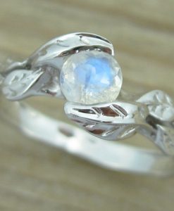 Leaf moonstone Gold ring, engagement ring