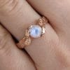 Leaf Ring With Moonstone 18k, Rose Gold Moonstone Ring