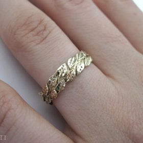Leaf Wedding Ring, Gold Wedding Leaf Ring