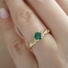 Leaves Engagement Ring, Emerald engagement ring