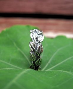 Leaves Wedding Ring In 14k White Gold, Leaf Wedding band