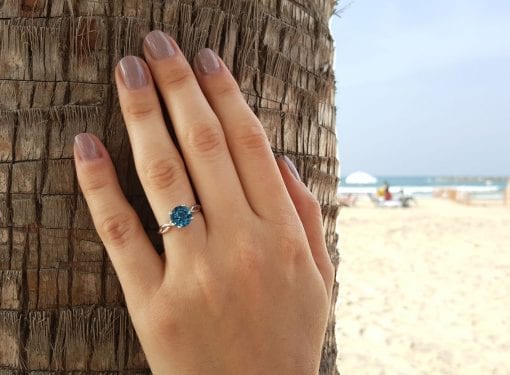 Allison Kaufman 14k Rose Gold London Blue Topaz Ring | Roth Jewelers