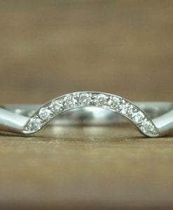 Matching Wave Wedding Ring With Diamonds, Antique Diamond Wave Wedding Band