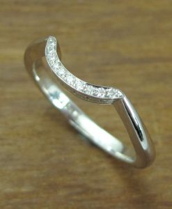 Matching Wave Wedding Ring With Diamonds, Antique Diamond Wave Wedding Band