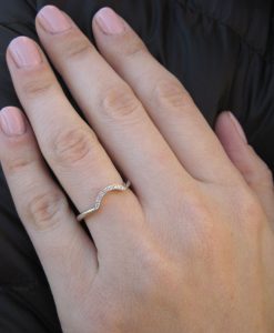 Matching Wave Wedding Ring With Diamonds, Antique Diamond Wave Wedding Band