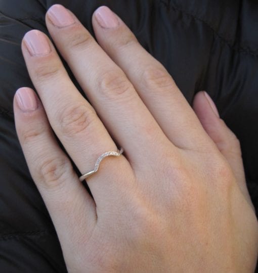 Matching Wave Wedding Ring With Diamonds, Antique Diamond Wave Wedding Band