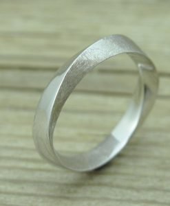 Mobius Wedding Band With Scratched Texture, 4.5mm Mobius Wedding Ring
