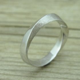 Mobius Wedding Band With Scratched Texture, 4.5mm Mobius Wedding Ring