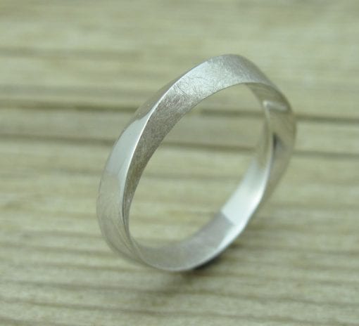 Mobius Wedding Band With Scratched Texture, 4.5mm Mobius Wedding Ring