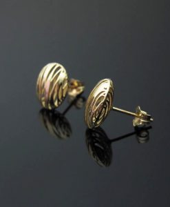 Modern Oval Stud Earrings - Contemporary Solid 14k Yellow Gold Earrings - Bridal Earrings - New Designer Studs
