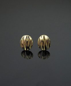 Modern Oval Stud Earrings - Contemporary Solid 14k Yellow Gold Earrings - Bridal Earrings - New Designer Studs