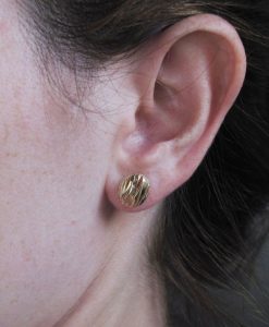 Modern Oval Stud Earrings - Contemporary Solid 14k Yellow Gold Earrings - Bridal Earrings - New Designer Studs