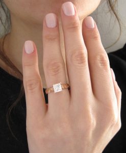 Moissanite Engagement Ring, Rose Gold Leaf Engagement Ring With Moissanite