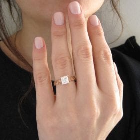 Moissanite Engagement Ring, Rose Gold Leaf Engagement Ring With Moissanite