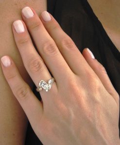 Moissanite Leaves Engagement Ring, Oval Engagement Ring