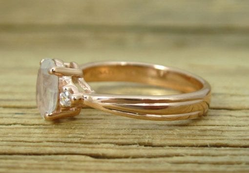 Moonstone Antique Engagement Ring, 18K Oval Moonstone Rose Gold Ring