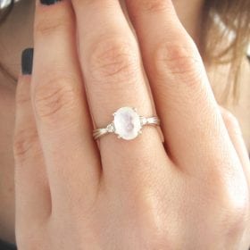 Moonstone Antique Engagement Ring with Diamonds, Antique Gold Ring