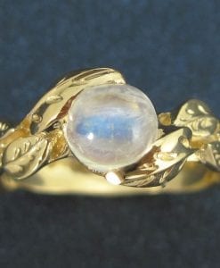 Moonstone cabochon Ring, Unique Engagement Ring