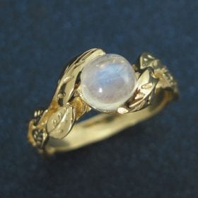 Moonstone cabochon Ring, Unique Engagement Ring