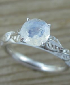 Moonstone Engagement Ring, Leaf Engagement Ring