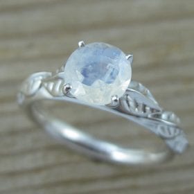 Moonstone Engagement Ring, Leaf Engagement Ring