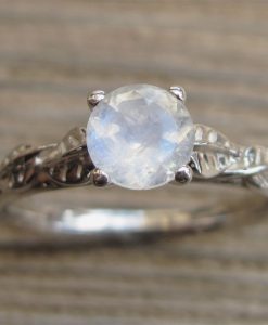Moonstone Engagement Ring, Leaf Engagement Ring