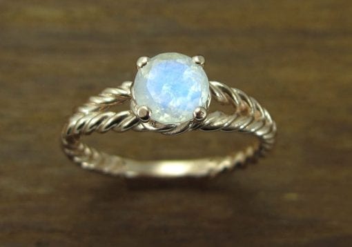 Moonstone Engagement Ring, Moonstone Rose Gold Engagement Ring