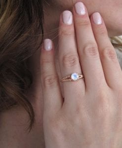 Moonstone Engagement Ring, Moonstone Rose Gold Engagement Ring