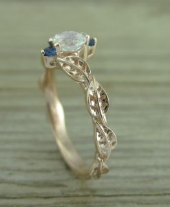 Moonstone Leaf Engagement Ring, Leaf Engagement Ring