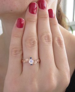 Moonstone Leaf Engagement Ring, Leaf Engagement Ring