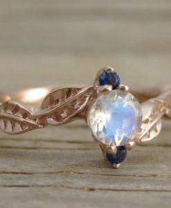 Moonstone Leaf Engagement Ring, Leaf Engagement Ring