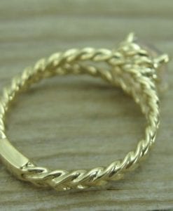 Morganite Engagement Ring,  Gold Morganite Braided Rope Engagement Ring