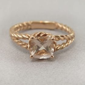 Morganite Engagement Ring, Rose Gold Morganite Braided Rope Engagement Ring