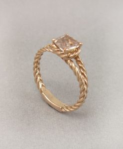 Morganite Engagement Ring, Rose Gold Morganite Braided Rope Engagement Ring
