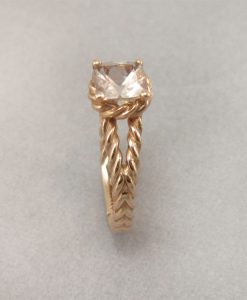 Morganite Engagement Ring, Rose Gold Morganite Braided Rope Engagement Ring