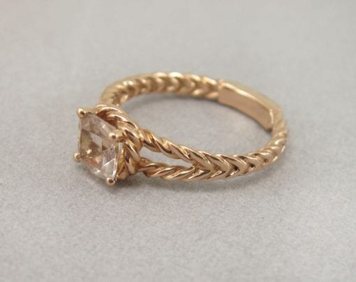 Morganite Engagement Ring, Rose Gold Morganite Braided Rope Engagement Ring