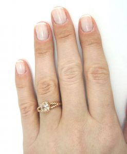 Morganite Engagement Ring, Rose Gold Morganite Braided Rope Engagement Ring