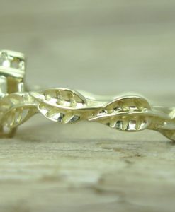 Morganite Leaf Engagement Ring, Gold Leaves Morganite Engagement Ring