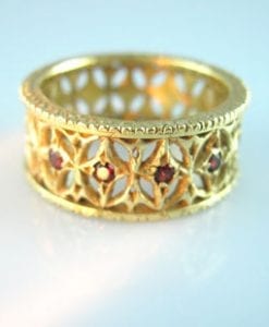 My Italiano gold ring with diamonds - open detailed metal work, Gold wedding ring diamond setted