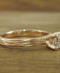 Natural Engagement Ring, Rose gold Bark Engagement Ring