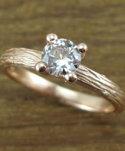 Natural Engagement Ring, Rose gold Bark Engagement Ring