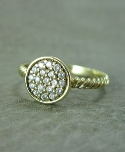 On sale - Diamond Disk With Twisted Rope Band, Twisted Rope Knot Diamond Ring
