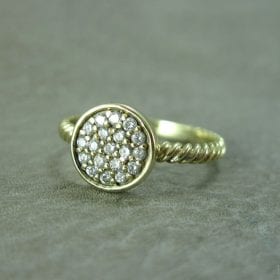 On sale - Diamond Disk With Twisted Rope Band, Twisted Rope Knot Diamond Ring