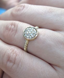 On sale - Diamond Disk With Twisted Rope Band, Twisted Rope Knot Diamond Ring