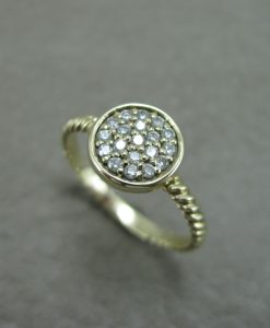 On sale - Diamond Disk With Twisted Rope Band, Twisted Rope Knot Diamond Ring