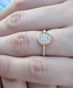 On sale - Diamond Disk With Twisted Rope Band, Twisted Rope Knot Diamond Ring