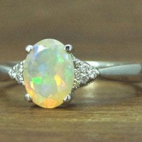 Opal Engagement Ring, Antique Style Engagement Opal Ring