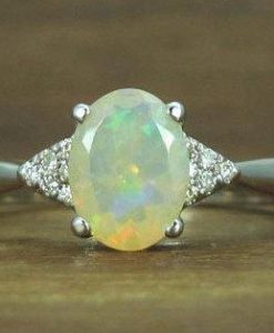 Opal Engagement Ring, Antique Style Engagement Opal Ring