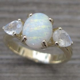 Opal Engagement Ring, Moonstone Engagement Ring